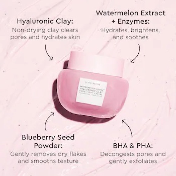 💗GLOW RECIPE Watermelon Glow Hyaluronic Clay Pore-tight Facial Mask - Picture 4 of 5